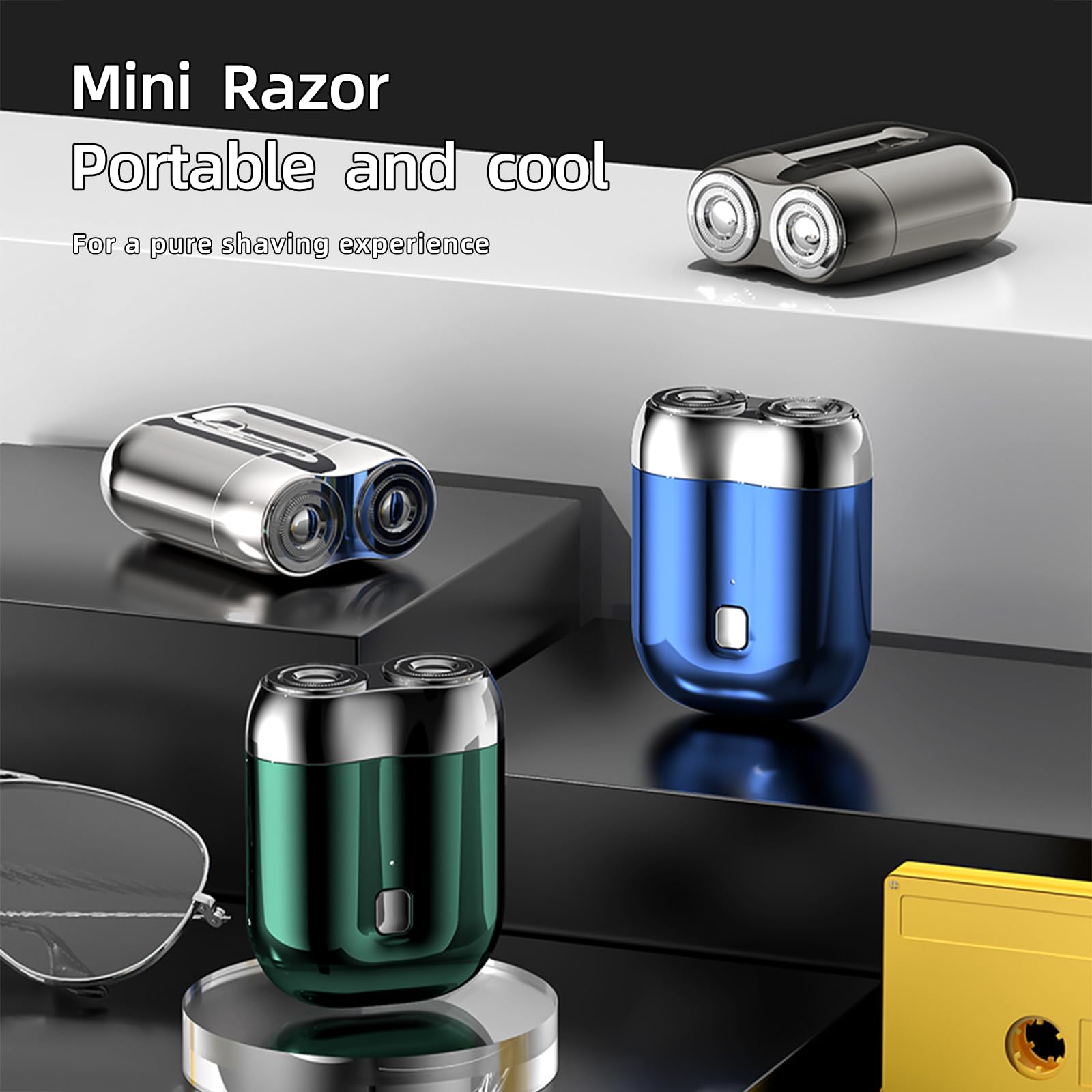 Nuovo modello Mini rasoio elettrico a doppia testa, rasoio tascabile aggiornato, rasoio a doppia testa lavabile, mini rasoio elettrico portatile USB, rasoio elettrico compatto impermeabile