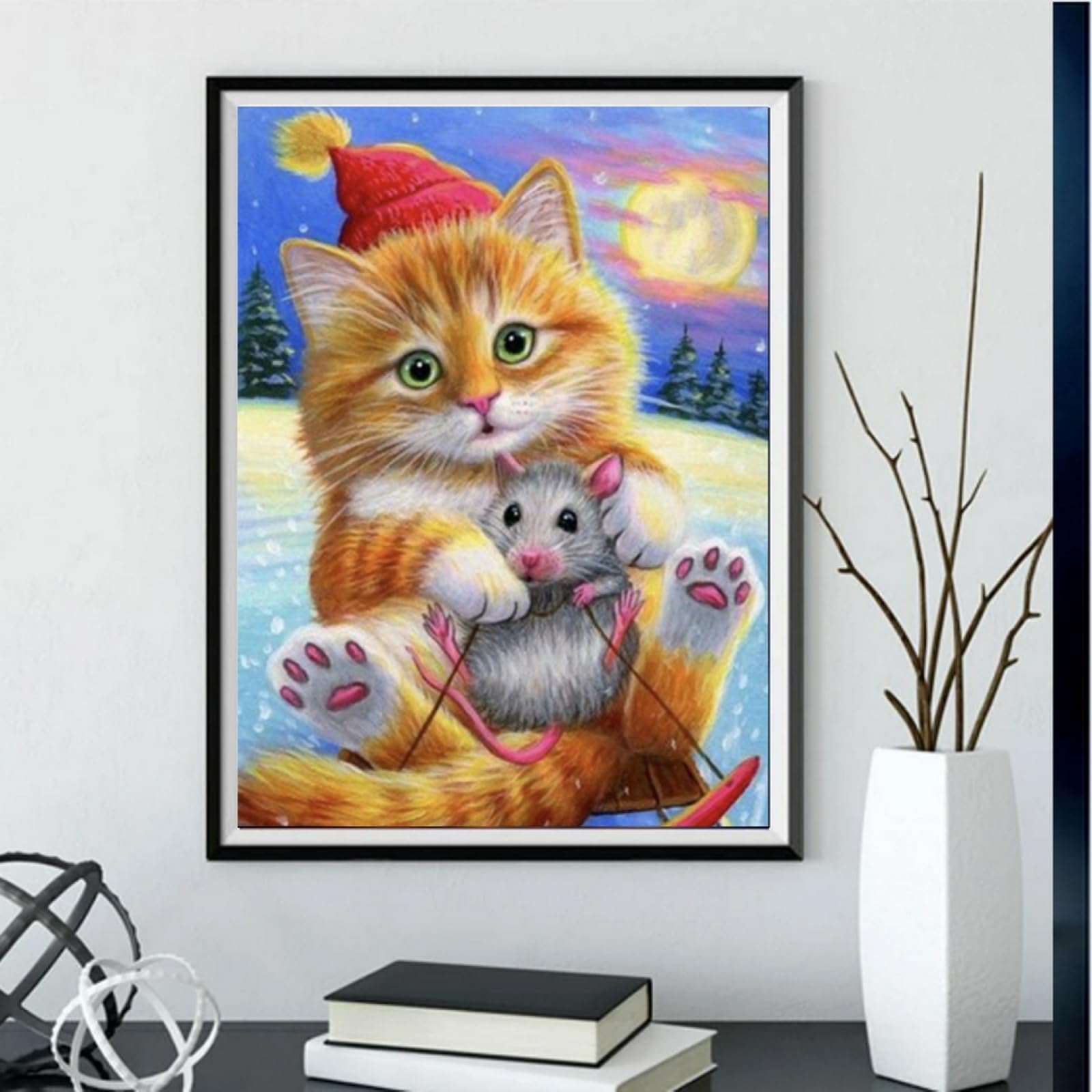 Amazon | COKYIS クロスステッチ刺繍キット猫とネズミのスキー11CT