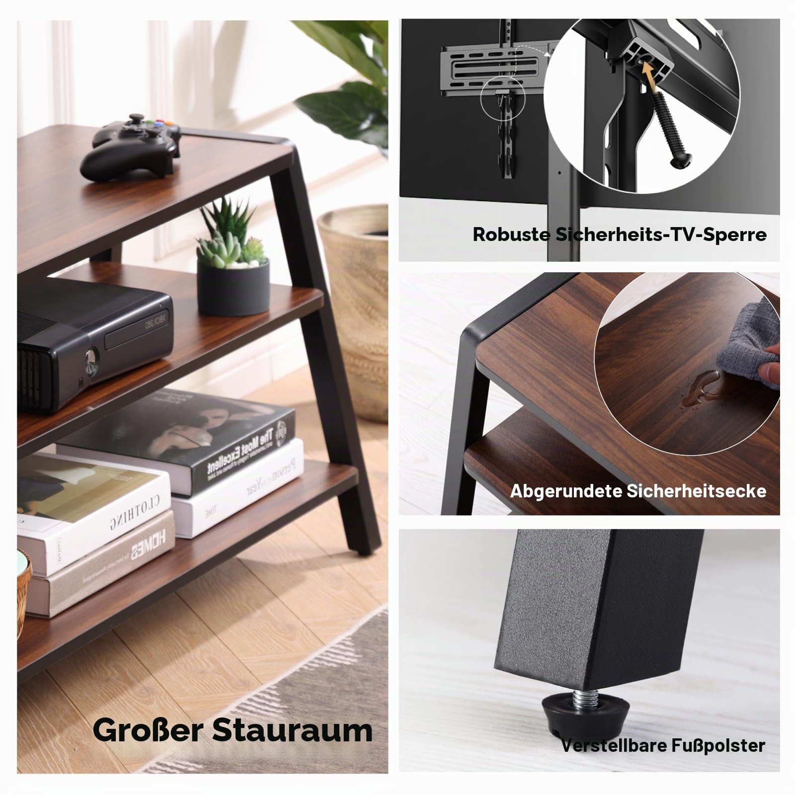 FITUEYES TV Schrank mit Halterung für 37–70 Zoll, bis 35 kg