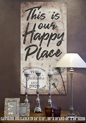 Miniatura 4 de Personalized This is Our Happy Place Canvas Print - Great for Living Room Decor, Family Wall Decoration, Customized with Family Name and Year