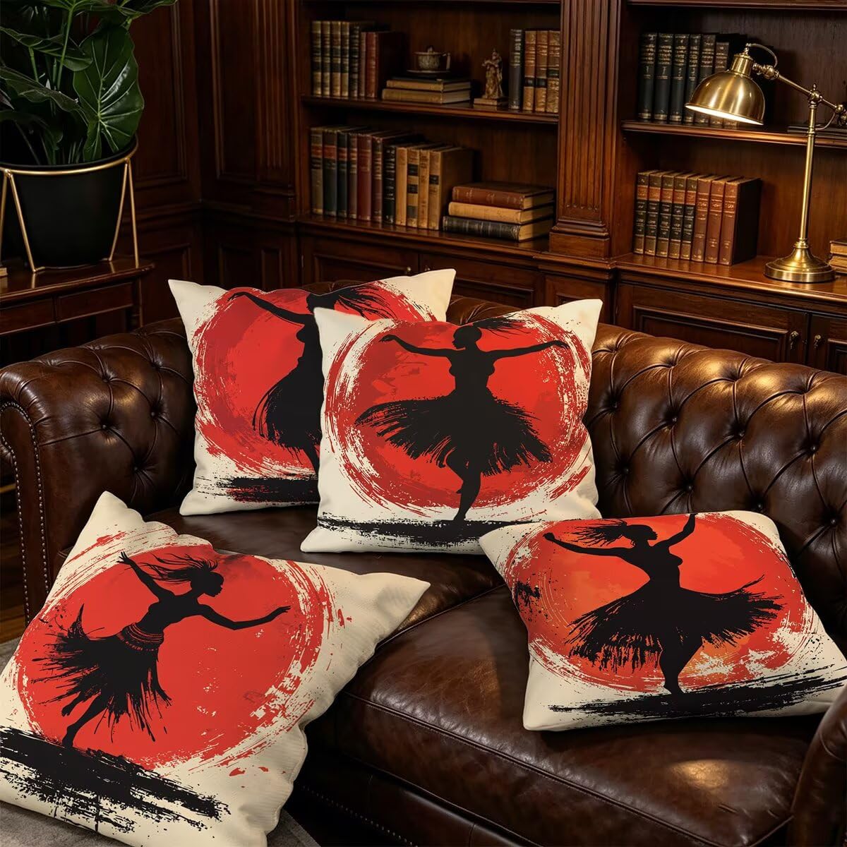 Federe Cuscini Divano 55x55 cm, Crema Cuscini per Divano, Velluto Federe Cuscino Letto Impermeabili Set da 4, Copricuscini Animato Motivo con Cerniera Invisibile Design per Sofá, Regalo Donna S-85