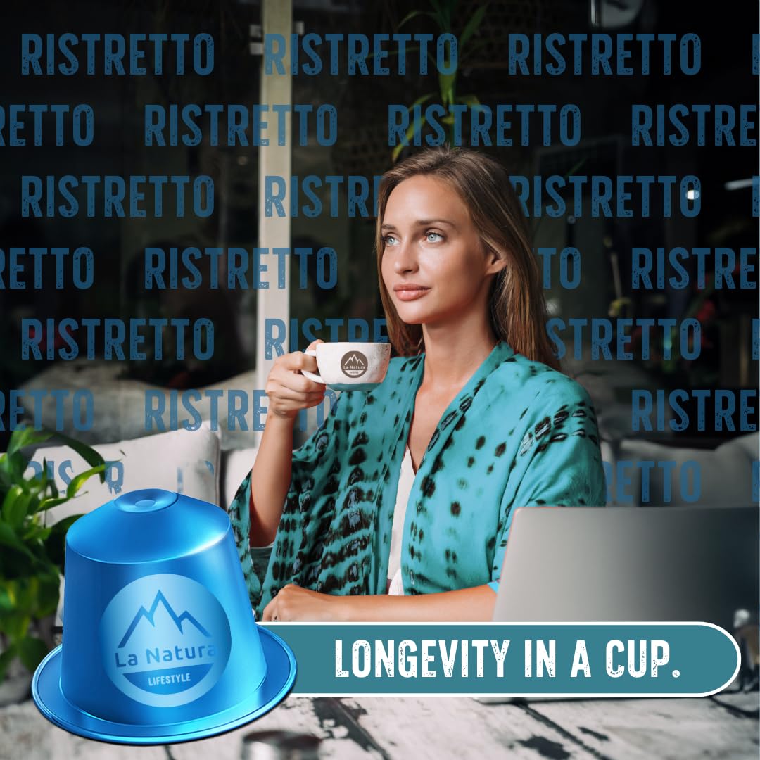 La Natura Lifestyle 120 cápsulas de café Ristretto de aluminio, 100% reciclables, compatibles con Nespresso®