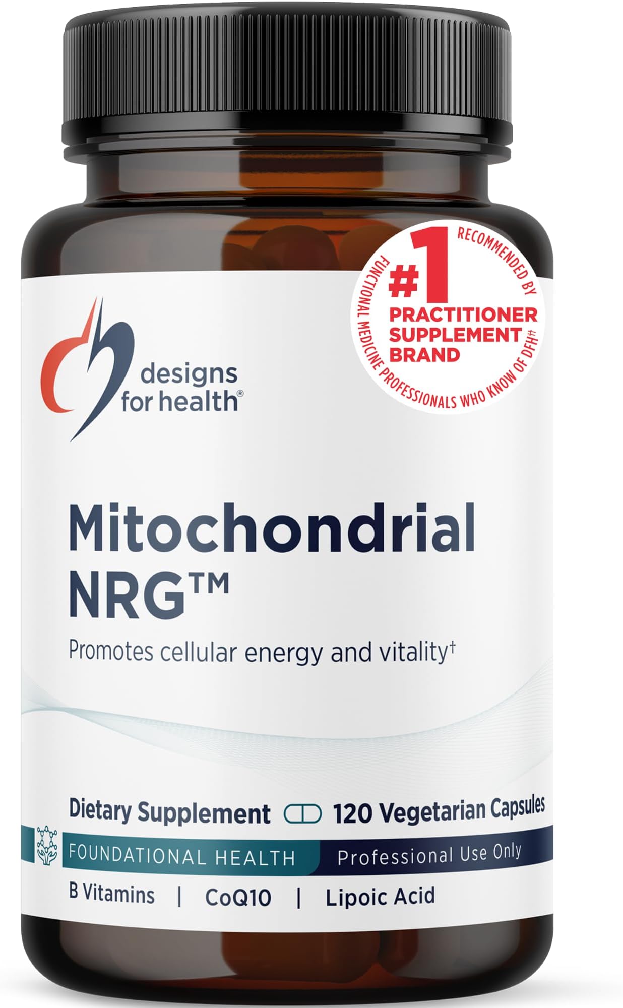 Designs for Health Mitochondrial NRG - Support Cellular Vitality + Metabolism - Mitochondria Energy Supplement with Alpha Lipoic Acid, Trans Resveratrol + Curcumin Powder (120 Vegan Capsules)
