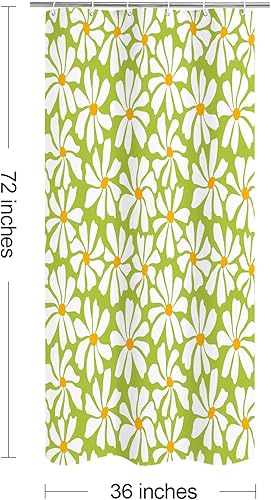 Miniatura 79 de Cortina de ducha floral de margaritas azules, cortina de ducha bohemia con flores de primavera para baño femenino, juego de cortina de ducha moderna