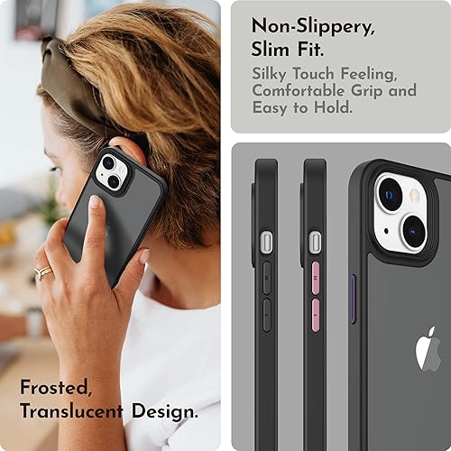 Miniatura 10 de Funda mate compatible con iPhone 13 con protector de pantalla, cuerpo completo, a prueba de golpes, con protector de cámara, translúcido mate, funda