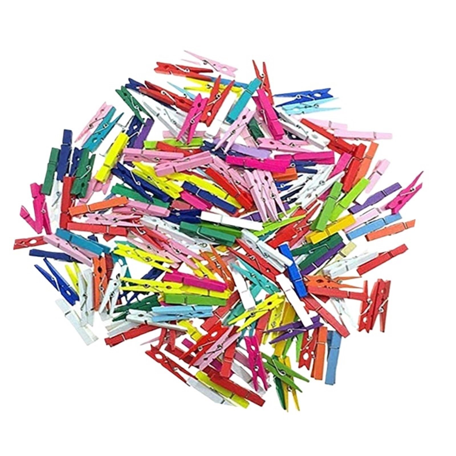 100/200Pcs Mini Wooden Clips Photo Clothespin DIY Clip Pegs For Colthes(0.3x0.7x2.5cm 200pcs)