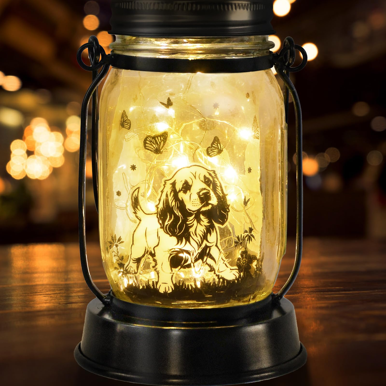 kyoryuger Cocker Spaniel Dog Gifts for Women/Men Cocker Spaniel Solar Lanterns Birthday Dog Lovers Lantern Pet Loss Dog Memorial Lights Solar Garden Decoration for Yard, Patio,Backyard,Porch Torches