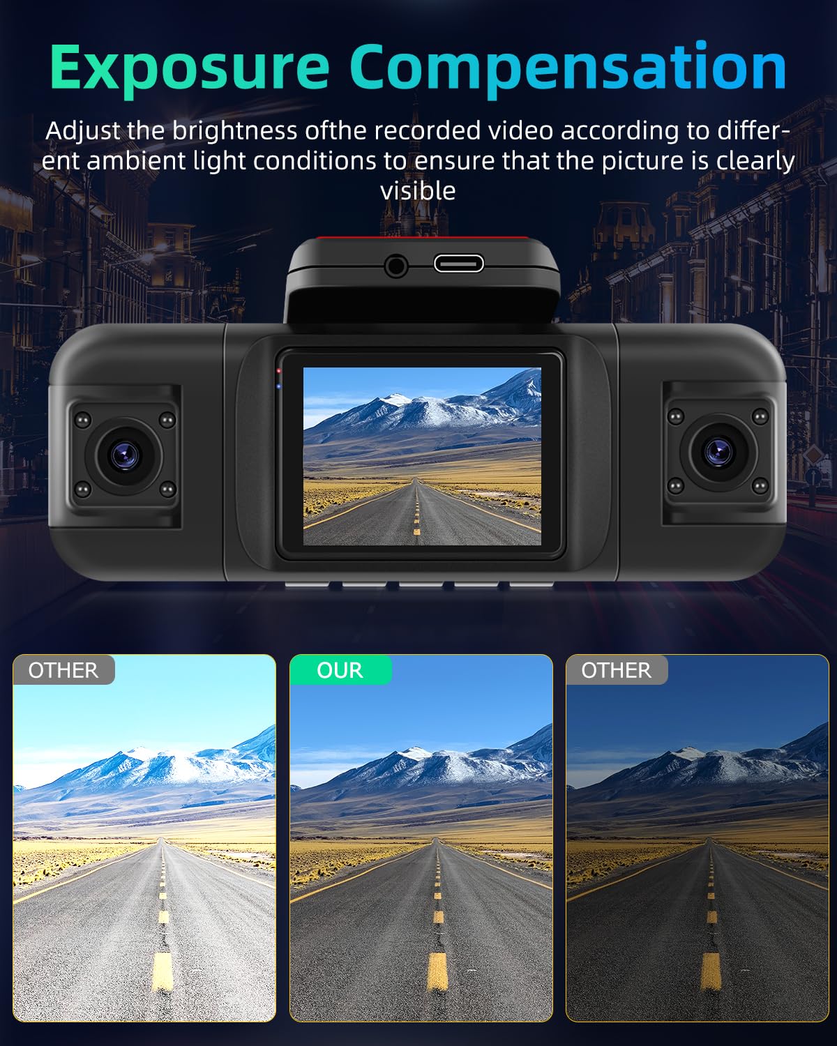NHOPEEW Cámara para salpicadero de 4 Canales para Coches: cámara para salpicadero Delantera y Trasera de 1080p con visión Nocturna IR, grabación en Bucle, Sensor G + Tarjeta TF de 64 GB