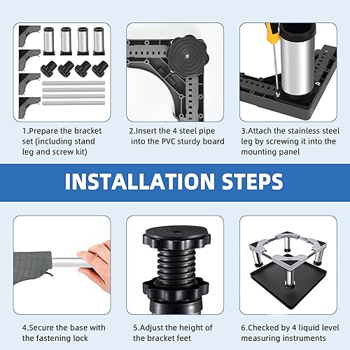 Miniatura 7 de Mini soporte para refrigerador con alfombrilla de silicona, soporte ajustable para refrigerador con 4 pies de acero inoxidable, soporte para