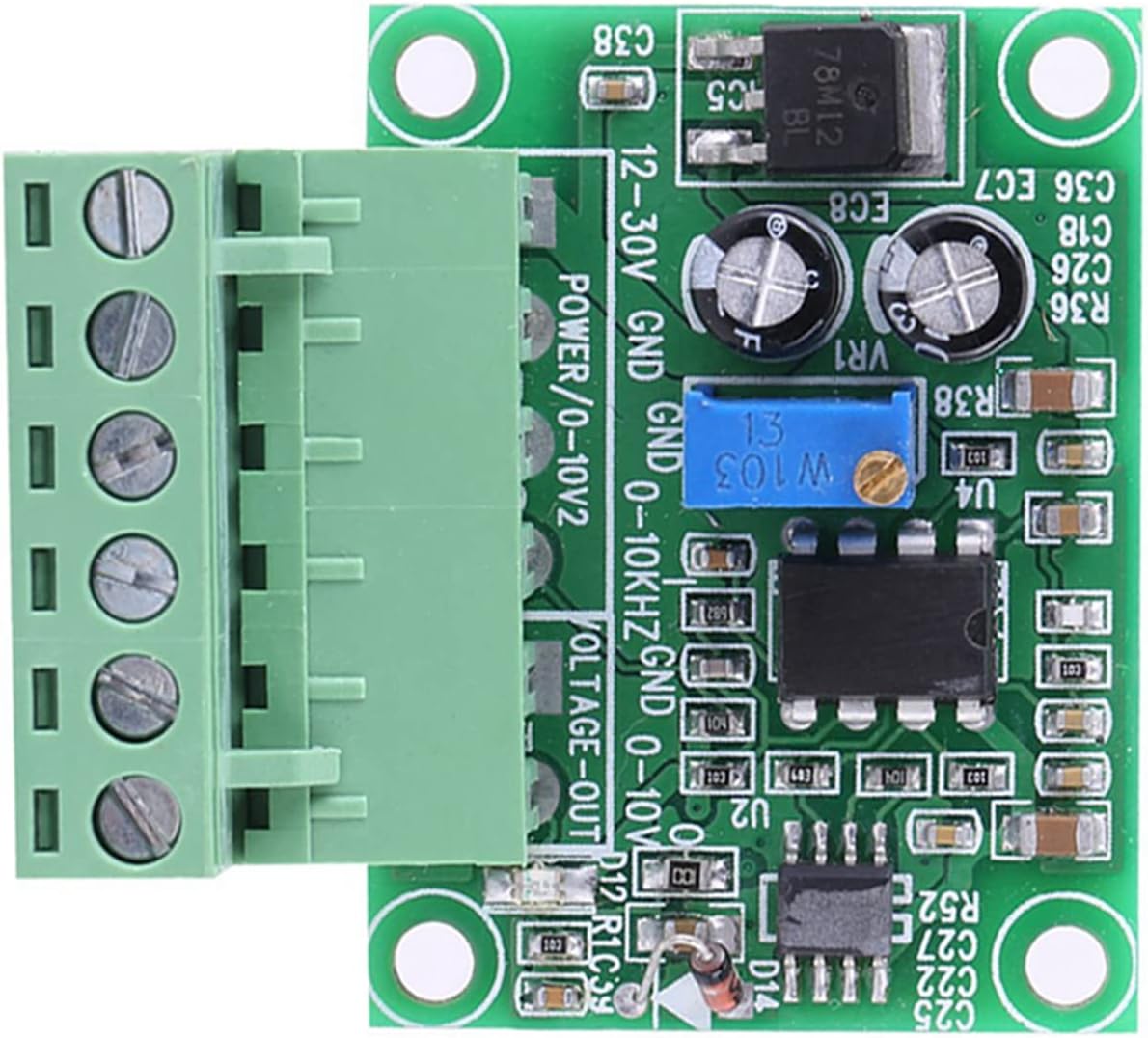 Frequency to Voltage Converter 0-10kHz & 0-10V PWM Digital to Analog Converter Module for PLC Industrial Automation Systems