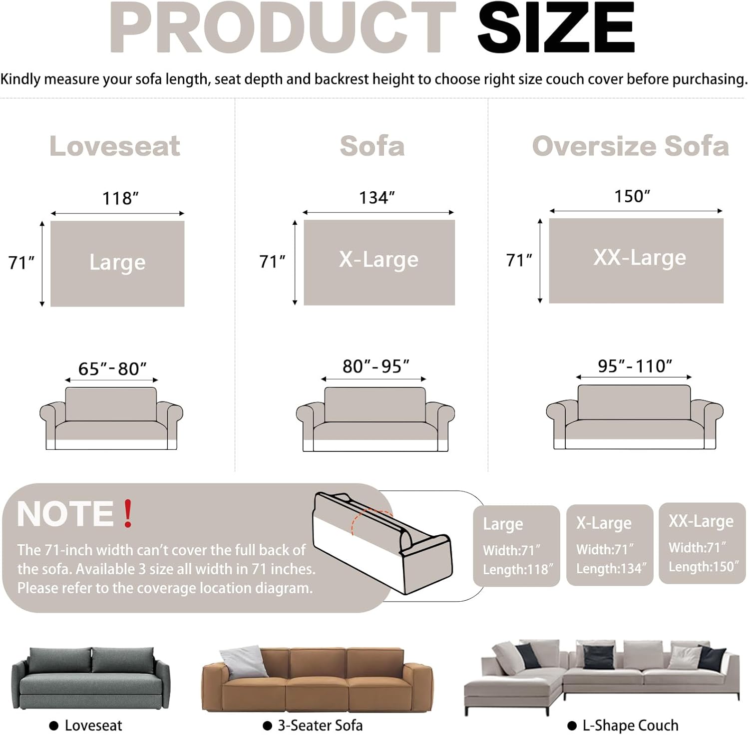DREAMINGO Boho Couch Cover Sofa Covers for 3 Cushion Couch Jacquard Chenille Couch Cover Blanket Living Room Pet Furniture Protector Sectional Couch Covers for Dogs Washable, White, 71"x150"