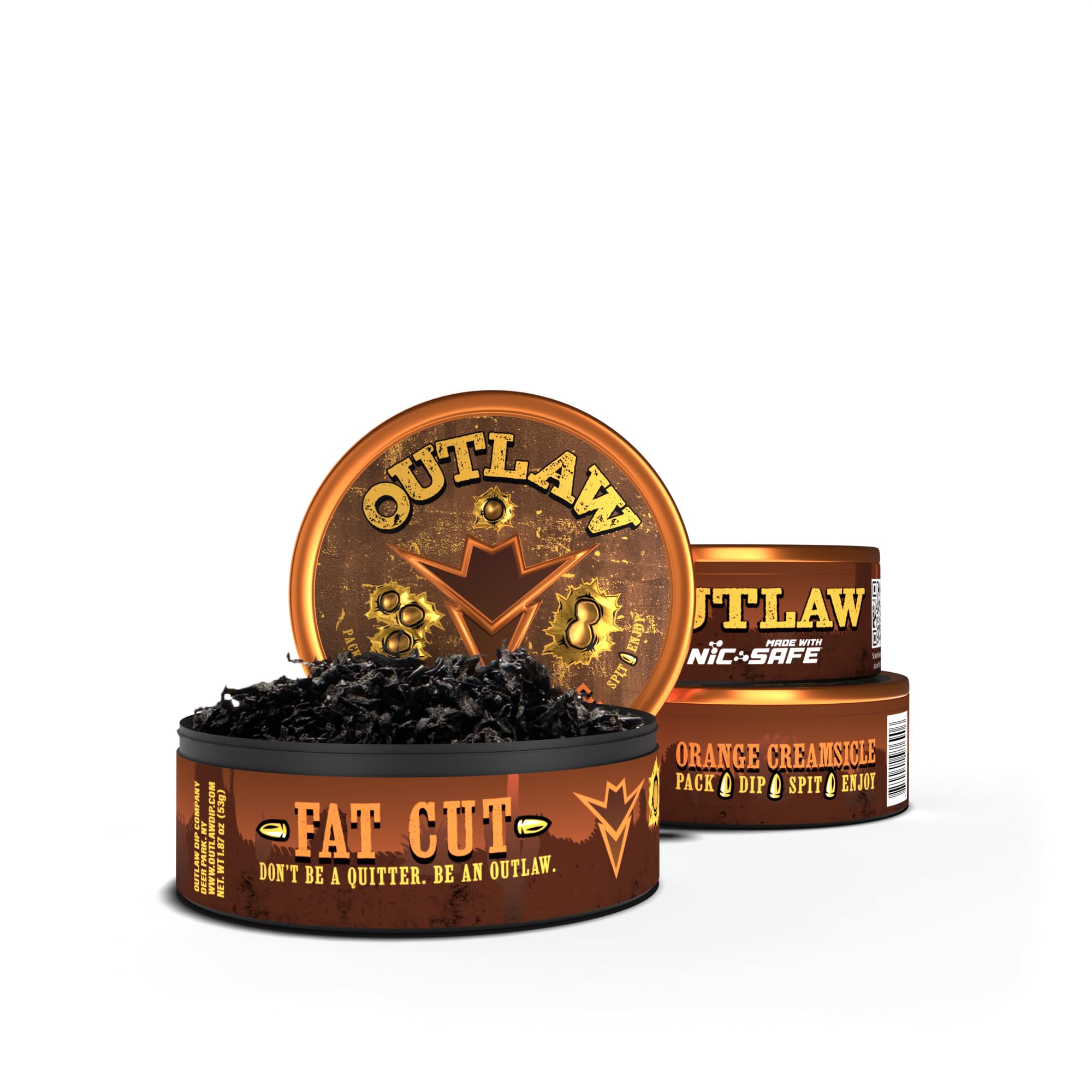 OUTLAW DIP COMPANY - Orange Creamsicle - Fat Cut - 3 Pack - Tobacco & Nicotine Free Chew
