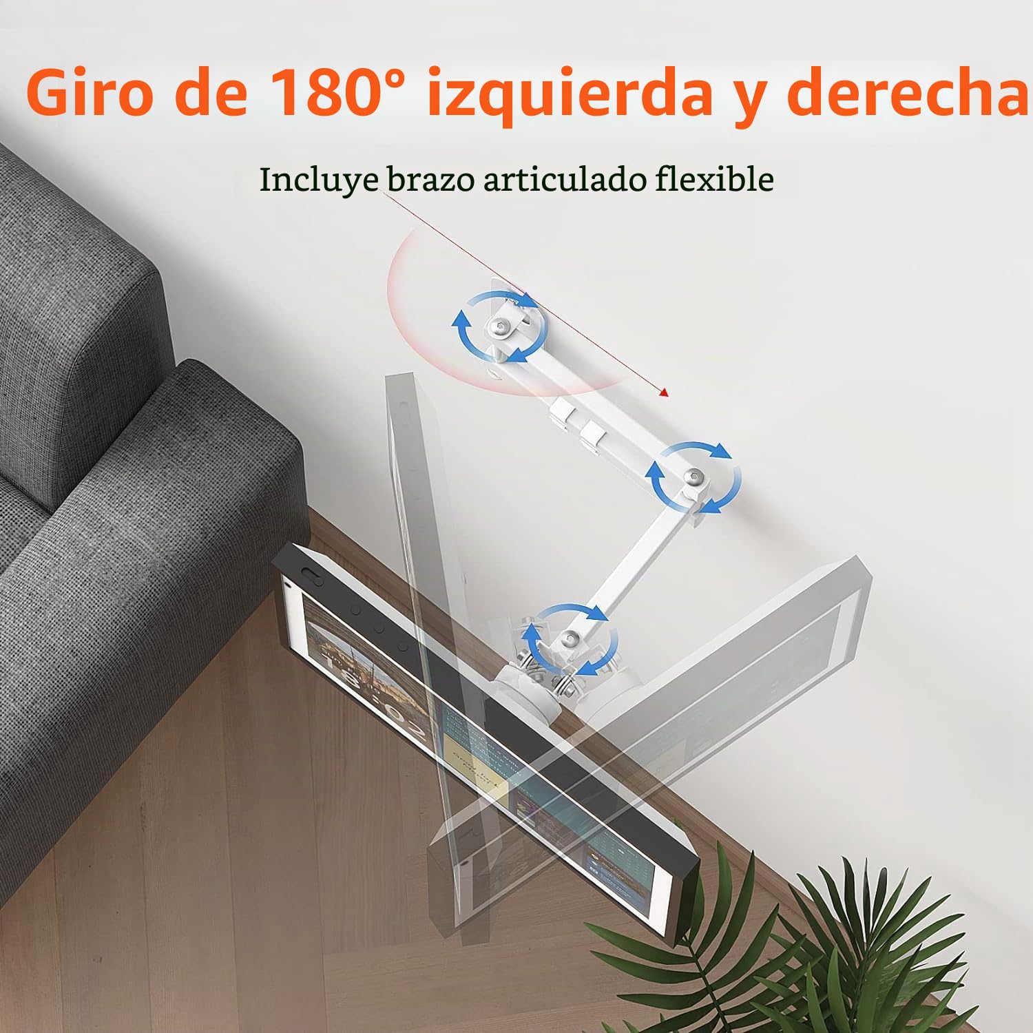 Soporte de pared para monitor de TV Show 15, soporte ajustable universal giratorio e inclinable, para 13-30 pulgadas, 100 x 100, 75 x 75 mm, soporte de metal (blanco)