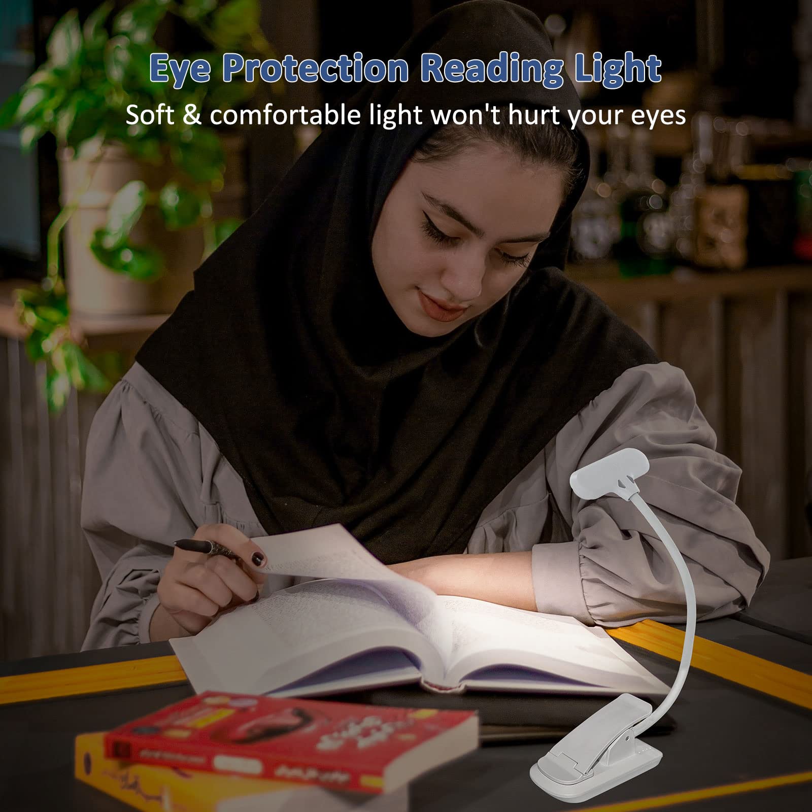 Lampada Da Lettura A LED Ricaricabile Con Pinza - 24 LED, 3 Luci Regolabili, Flessibile, Per Lettura Notturna, Viaggi E Ufficio
