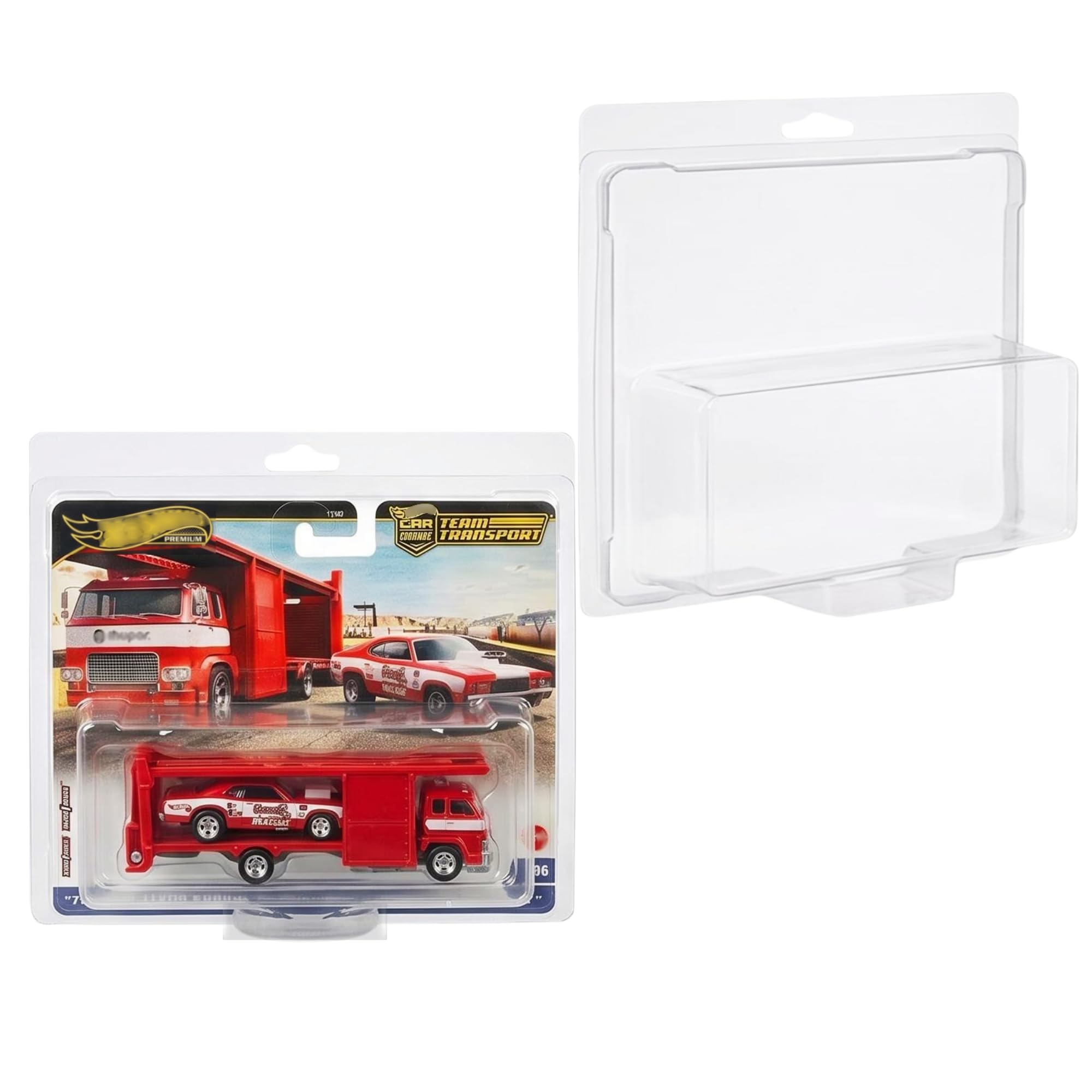 Confezione da 15 custodie protettive compatibili con Hot Wheels Team Transport, custodia in plastica PET trasparente, spessore 0,7 mm, scatola portaoggetti e chiusura a scatto