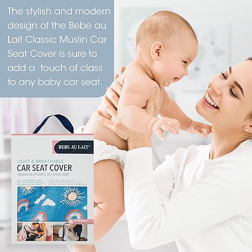 Miniatura 6 de Bebe au Lait Funda de asiento de automóvil de muselina clásica, fundas perfectas para asiento de automóvil para bebés, toldo de asiento de