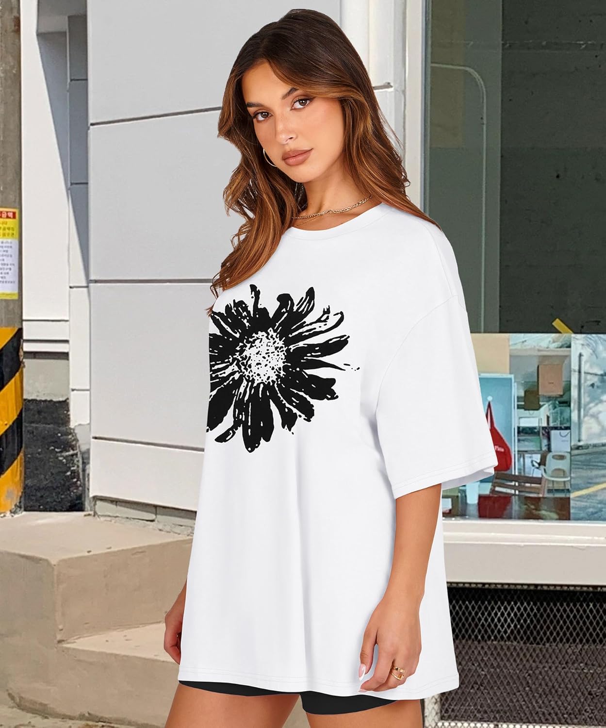 Womens Oversized Tshirt Graphic Tees Crew Neck Summer Short Sleeve Loose Fit Tops - Image 4