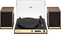 Vista 14 de Crosley C72 2-Speed Belt-Drive Bluetooth Turntable Record Player with 80W Speakers and Carbon Fiber Tonearm, Walnut