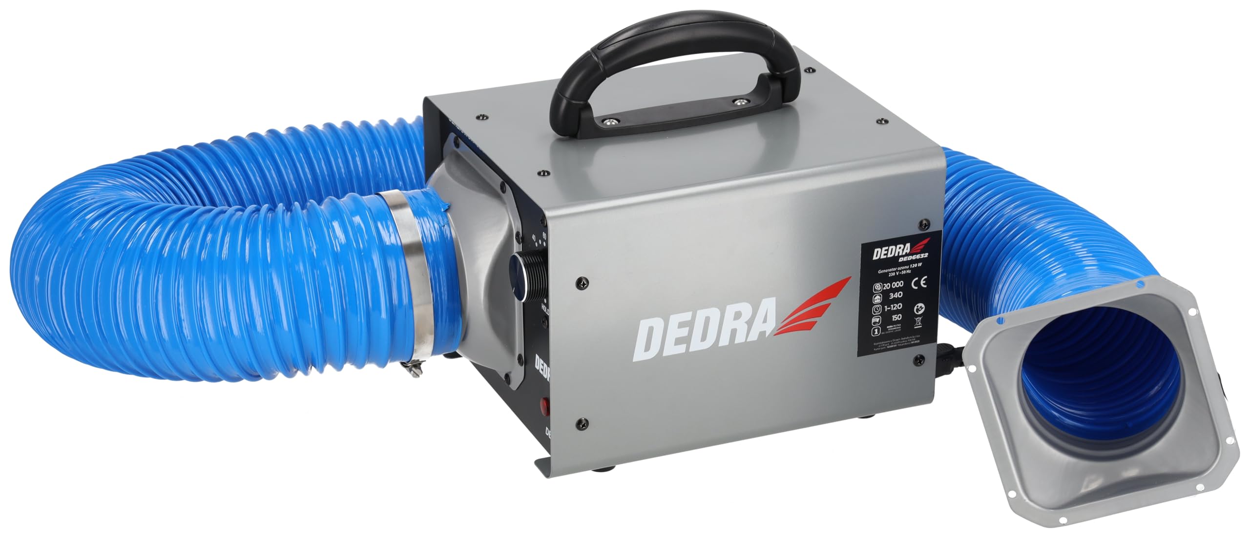 DEDRA DED6632 Générateur d'ozone 20 g/h Désinfection Ventilateur intégré Tuyau flexible Minuterie automatique