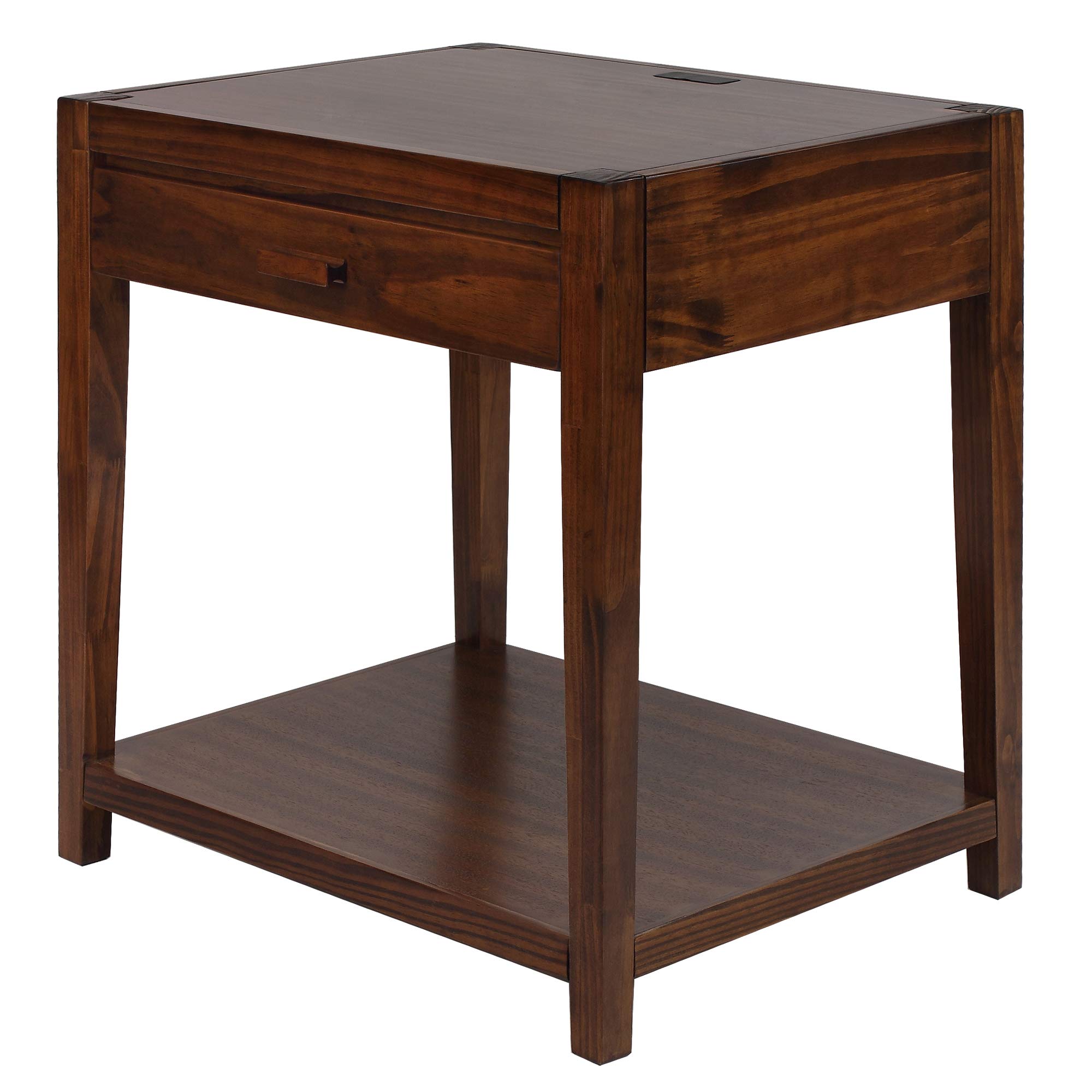 Casual Home Notre Dame Nightstand with USB Ports-Warm Brown 18.75 in x 24 in x 26 in (D x W x H)
