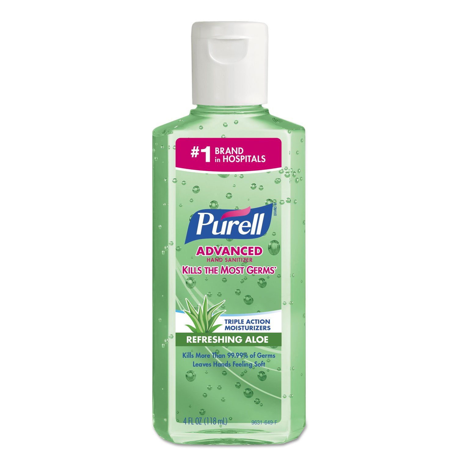 PURELL 9631CT Advanced Instant Hand Sanitizer w/Aloe, 4oz Flip-Cap Bottle (Case of 24)