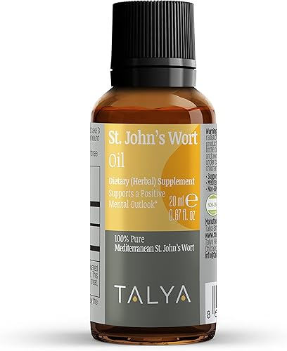 TALYA Aceite de hierba de San Juan, 0.67 onzas líquidas, 100% puro y natural, suplemento dietético, para el estado de ánimo positivo y el equilibrio