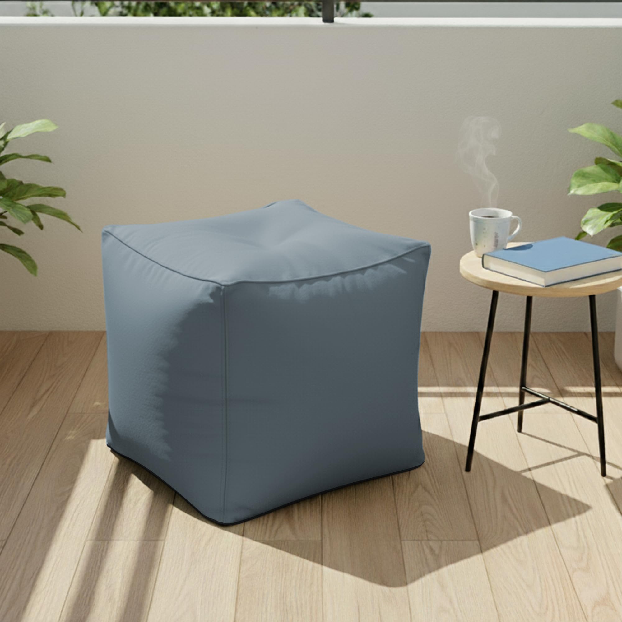 HIPPO Outdoor Premium Solution-Dyed Polyester Square Shape Bean Bag Waterproof UV & Fade Resistant, Durable Stitch for Garden(40X40X40CM-DARK-GREY)