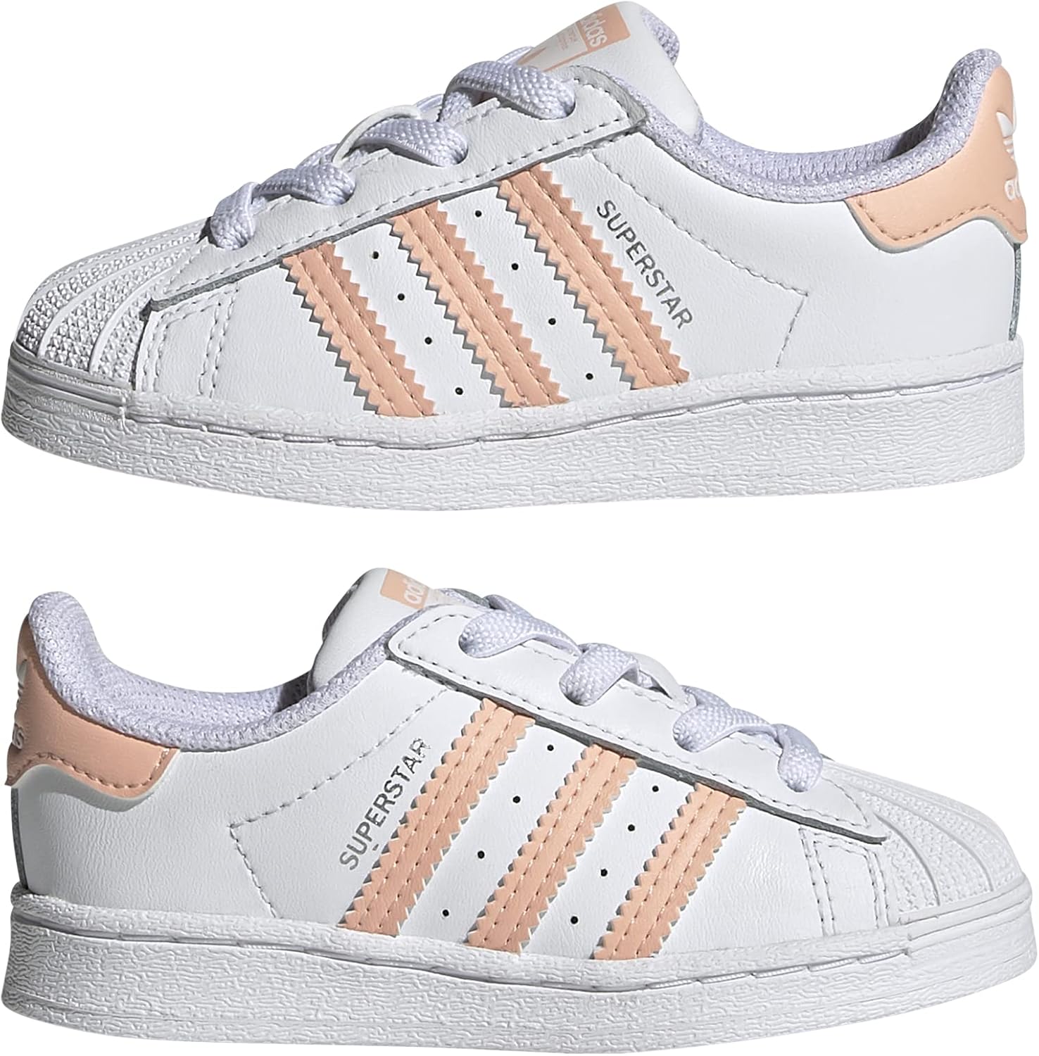 adidas Originals Kids Superstar Skate Shoe, White/Haze Coral/White, 9.5 US Unisex Toddler