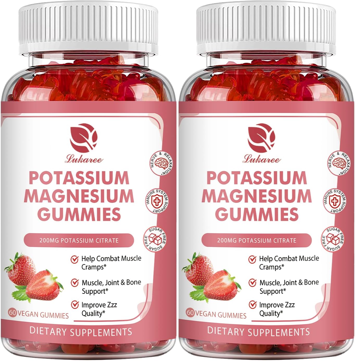 Potassium Magnesium Gummies w/Magnesium Glycinate 500mg & Potassium Citrate 200mg