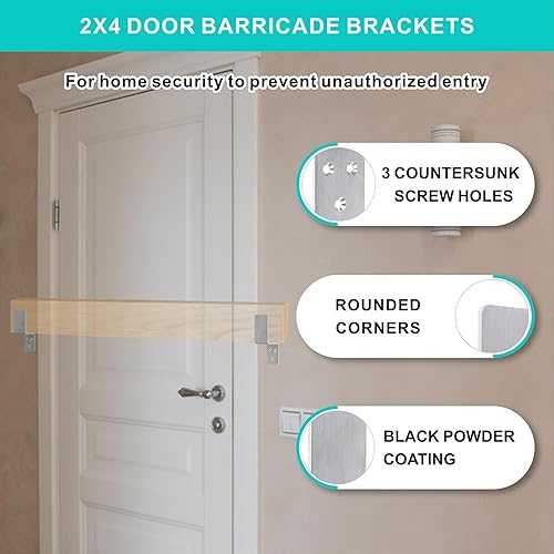 Miniatura 3 de 2 soportes de barricada de puerta de 2 x 4  2 piezas de barra abierta de acero inoxidable resistente para cerradura de puerta de seguridad soporte