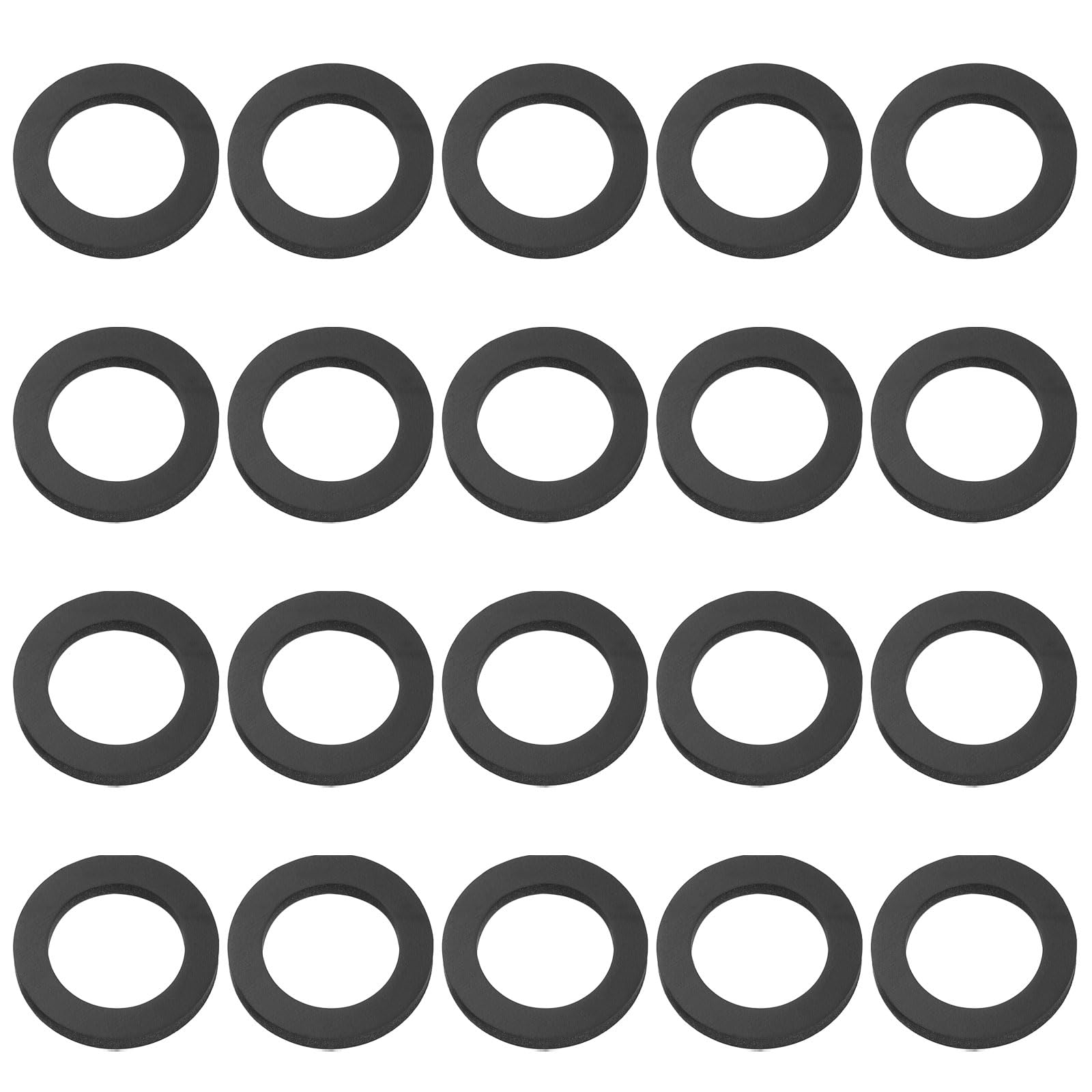 DEFANEX 20pcs Silicone Flat Washer (ID 16mm OD 24.5mm Thick 3mm) - Soft & Flexible O Sealing Ring Fastener Sealing Spacer Gasket Accessories for Shower Head Water Hose Valve Pump, Black