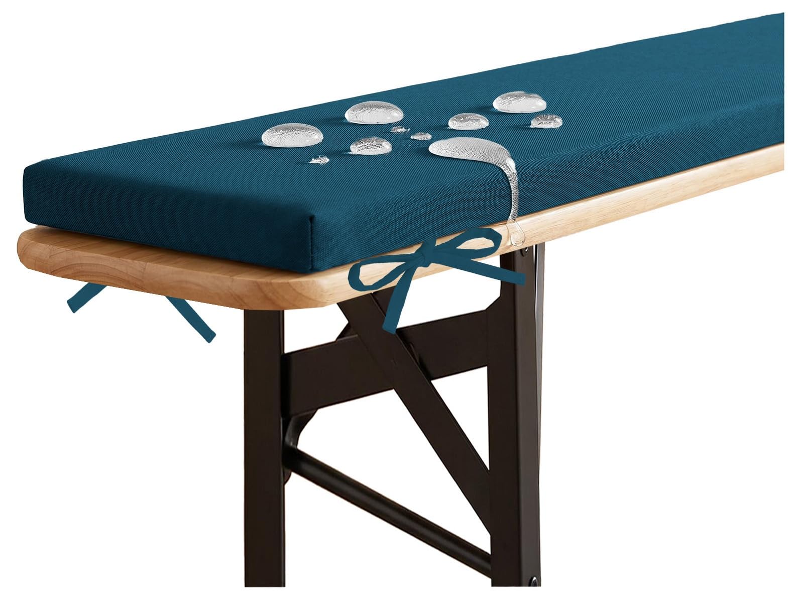 YNJJKA Outdoor Picnic Bench Seat Cushion, Outdoor Picnic Table Seat Benchs Cushions with Zipper, Long Narrow Bench Cushion Waterproof 80% Thick 5cm/1.9" with Ties(Aqua Blue,130x50 cm 51x20 in)