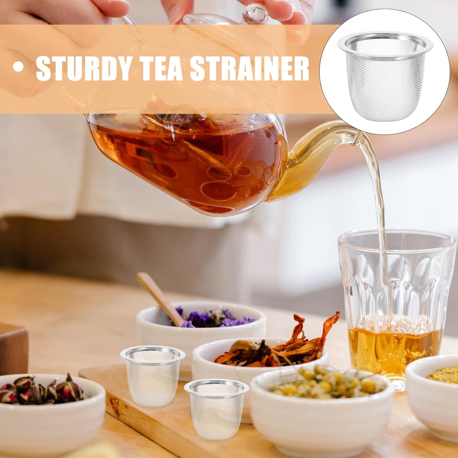 Tofficu Stainless Steel Tea Filter Tea Strainer Mesh Insert for Loose Leaf Herbs and Spices Reusable Infuser for Home Brewing 2.28 X 2.28 X 1.96 in 8 Pack