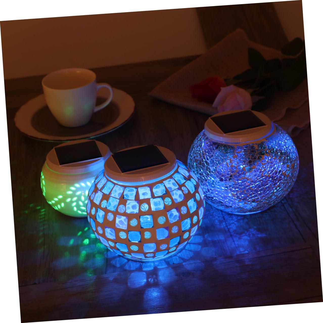 jojofuny Lampada Solare da Giardino a Sfera in Vetro Led, 2 Modalità (colore Singolo e Cambio Colore), Automatica Accensione Notturna, per Patio e Casa
