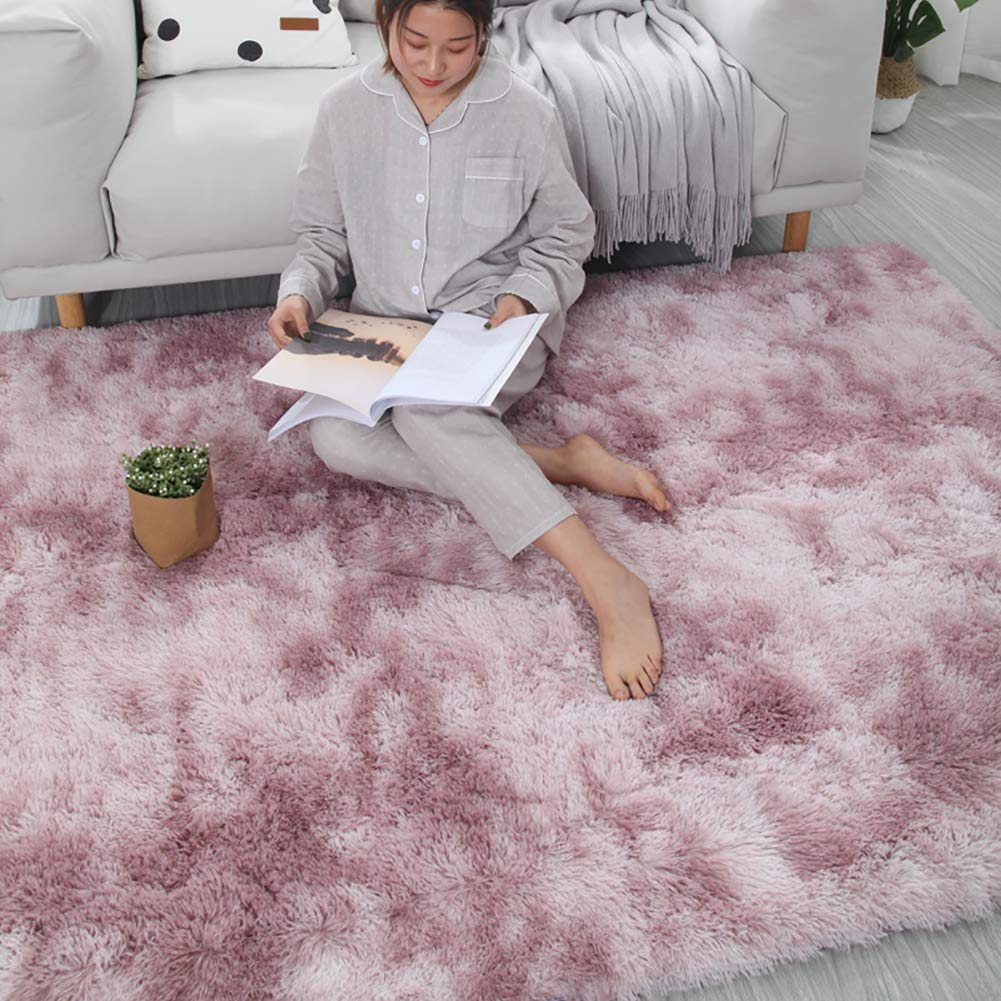 Thick Plush Carpet For Bedroom,shaggy Fluffy Soft Rugs For Living Room Area Rug High Pile Not-slip Baby Crawling Mat Nursery Home Decor Pink Purple 60x200cm/24x79inch