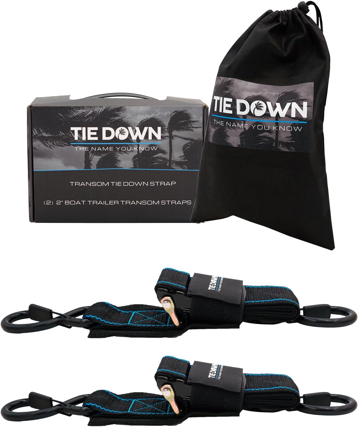 Tie Down 2 in. x 43 in. Stainless Steel Retractable Boat Transom Strap - 1800 lb. Breaking Load Limit / 600 lb. Working Load Limit (2-Pack)
