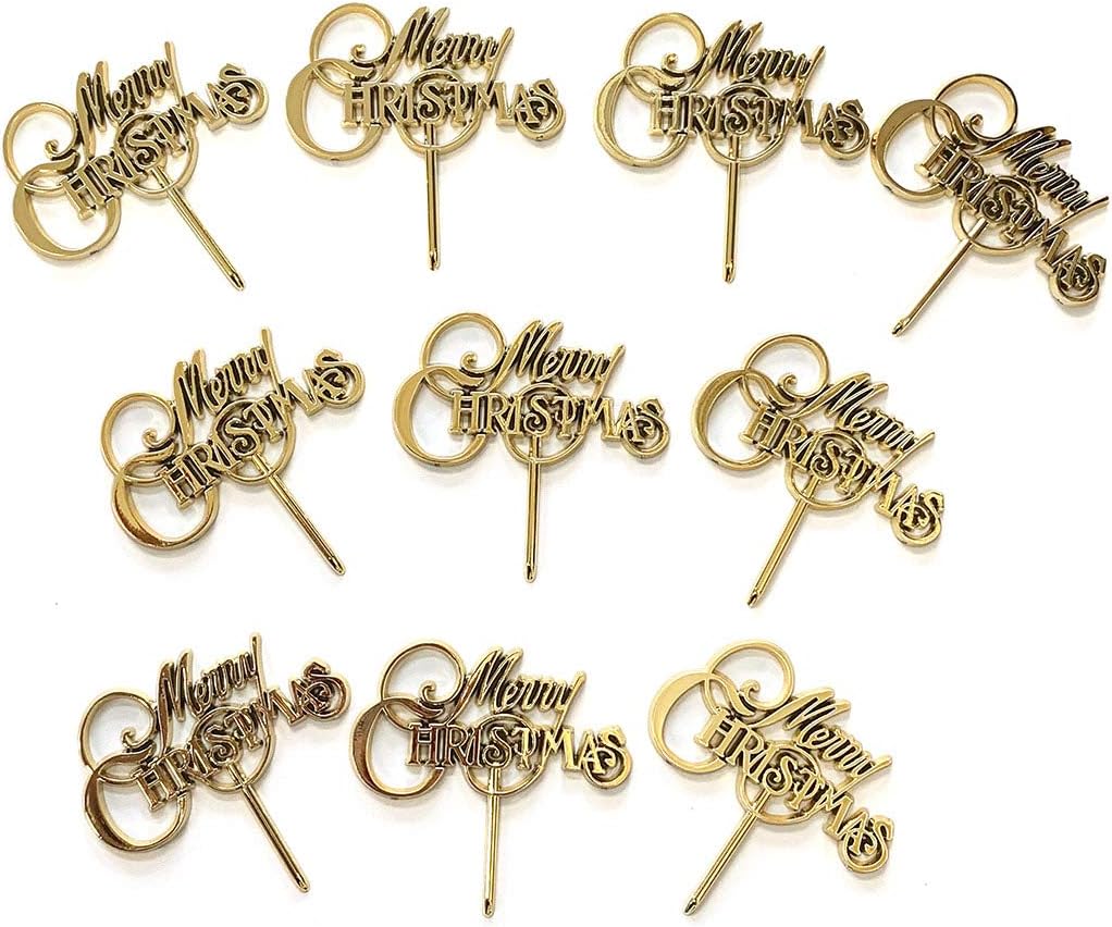 ケーキ ピック 飾り Fx 26 国産クリスマスニュータイトル メリークリスマス金 10本 Faz