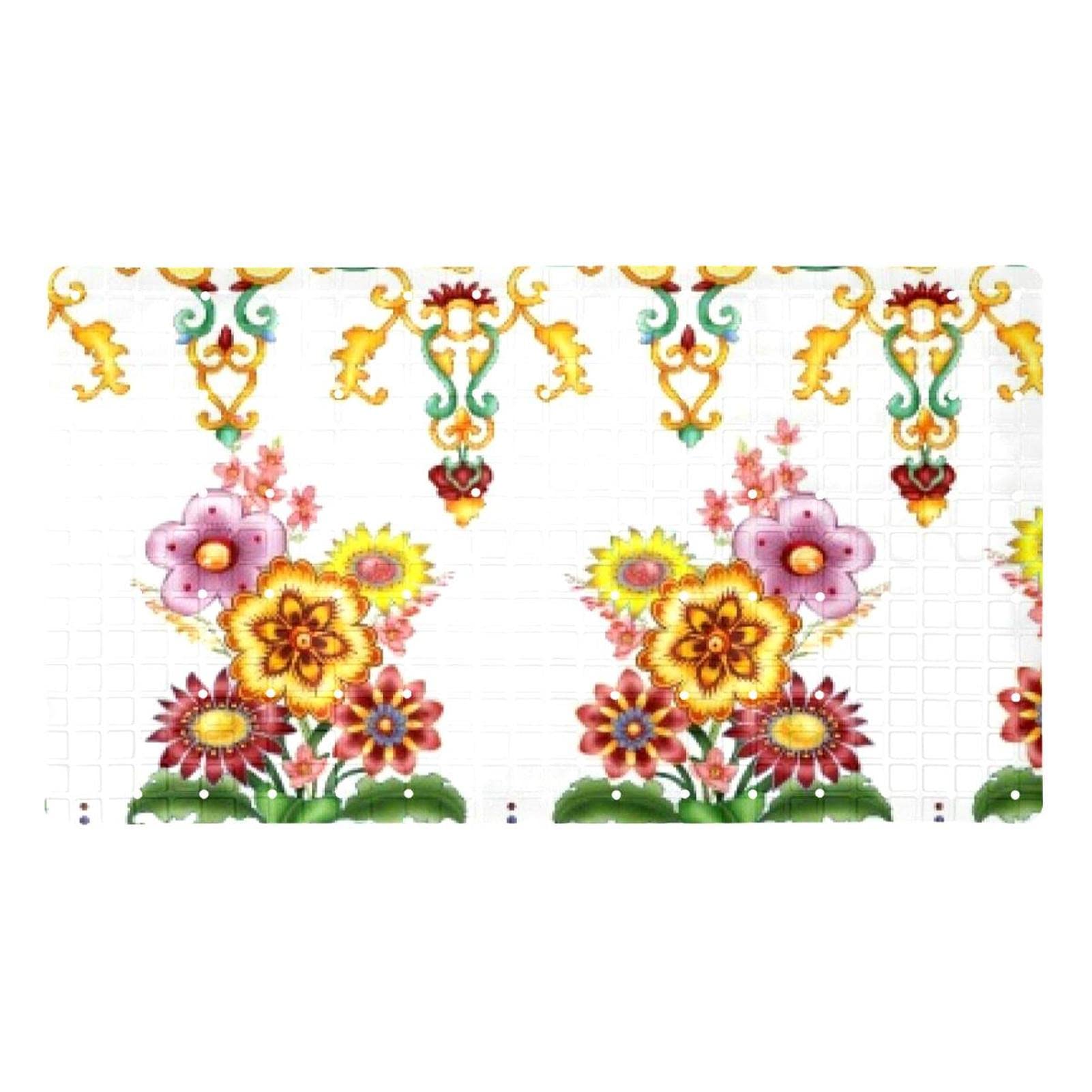 Alfombra de baño floral amarilla antideslizante de 15.7x27.9 pulgadas