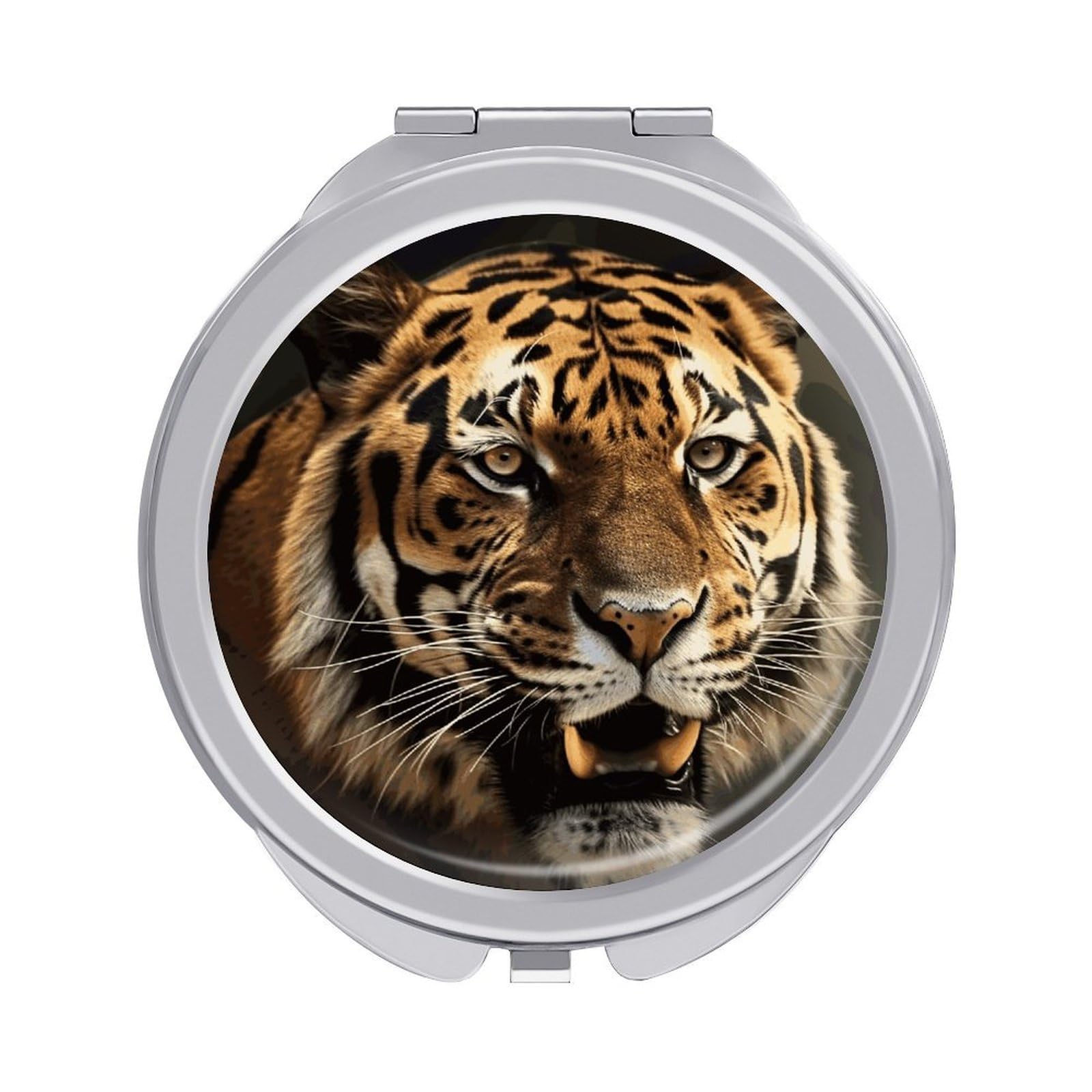 VstaDank Tiger Compact Mirror for Purses Round Fashion Travel Makeup Mirror 2X /1x Magnifying Double Sides Mini Mirrors Portable Pocket Mirrors for Handbag Purse Women Gift