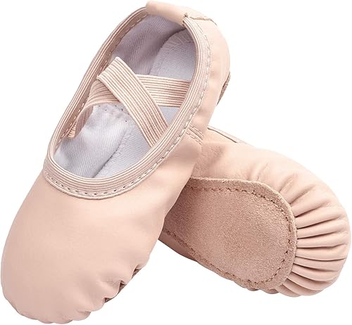 Stelle Ballet Shoes for Girls Boys Close-Fit PU Professional Dance Slippers for Toddler/Little Kid/Big Kid(Ballet Pink,13ML)