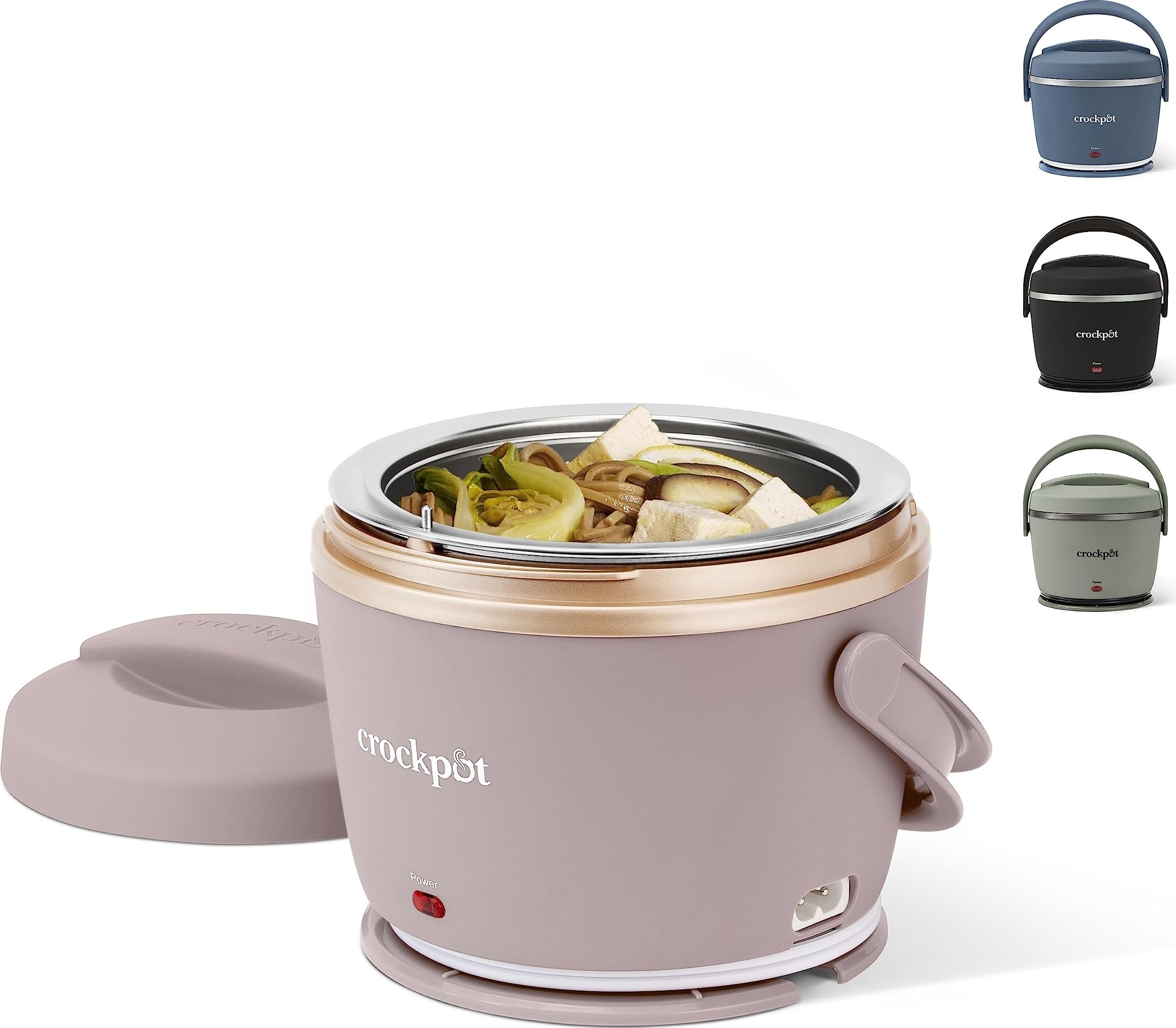 Crock-Pot Electric Lunch Box, Portable Food Warmer for Travel, Car, On-the-Go, 20-Ounce, Blush Pink | Keeps Food Warm & Spill