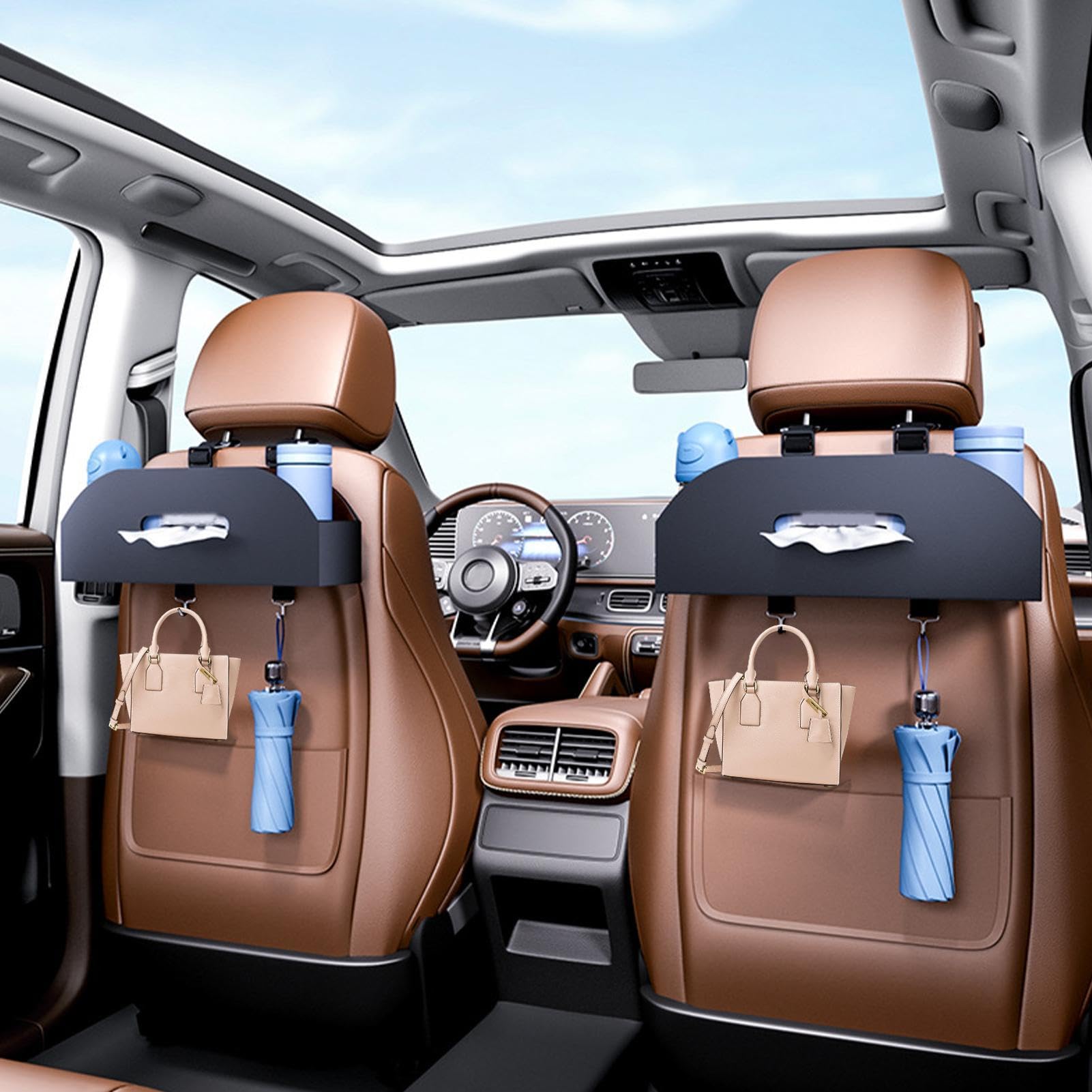 Boîte de rangement pour siège arrière de voiture, porte-gobelet, organiseur de siège arrière de voiture, boîte à mouchoirs – Résistant à l'usure, organiseurs de voiture polyvalents et de rangement