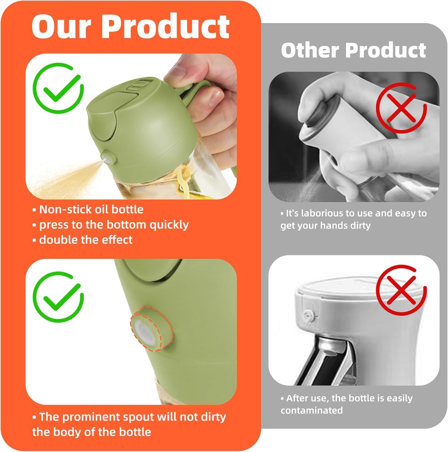 KANVIPRIYA Continuous Spray Bottle, 300ml Plastic Mister, Black Modern Design for Plants, Reusable Fine Mist Sprayer 2