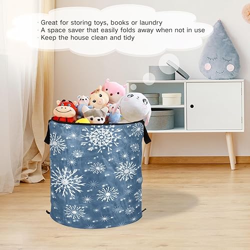 Miniatura 6 de bag blankets folding organizers and storage basket for blanket Christmas Abstraction Blue Snowflakes,cesto de ropa sucia para nia