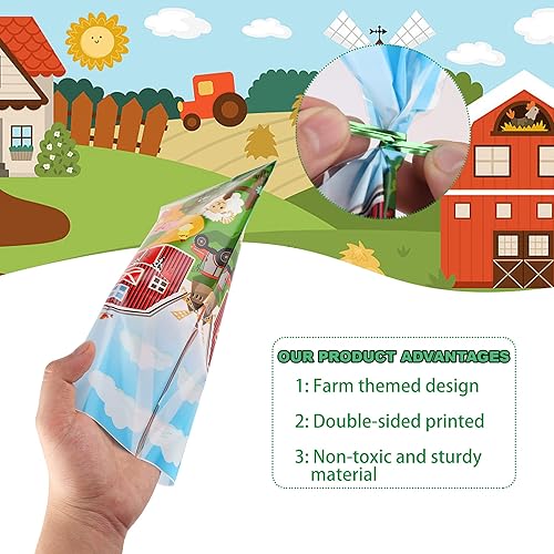 Miniatura 3 de 100 bolsas de celofán de animales de granja, bolsa de golosinas para fiesta de granja, vaca, oveja, cerdo, bolsas de golosinas impresas con 100