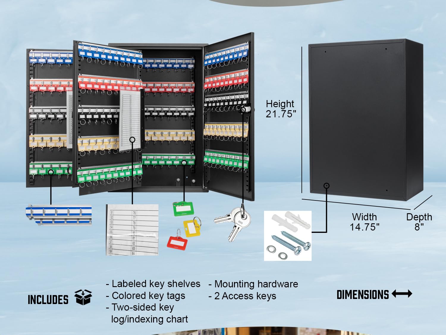 Snapklik.com : Barska 300 Position Key Lock Box Wall Mount Key Cabinet