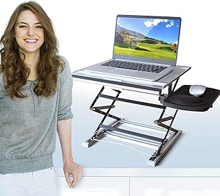 Standing Desk Height Adjustable 7 Heights 3 Angles Uppel Stand Up Desk Converter Computer Monitor Riser Easy Quick Sit and Stand Double Spring Laptop Lift Desks for Home Office Folding Standing Desk