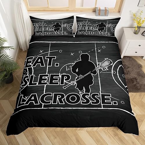 Lacrosse - Juego de ropa de cama para niños, funda de edredón de lacrosse para niños, funda de edredón de lacrosse, funda de edredón de juego de