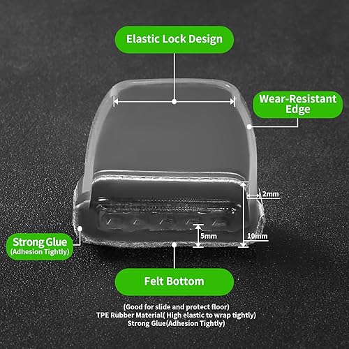 Miniatura 21 de 24 protectores rectangulares de suelo para patas de silla con fieltro, pequeñas tapas de silicona para patas de sillas para suelos de madera dura