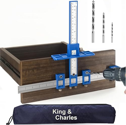 King&Charles Plantilla de hardware para gabinete, plantilla de manija de gabinete con puntas de brocas de madera, plantilla de gabinete para manijas